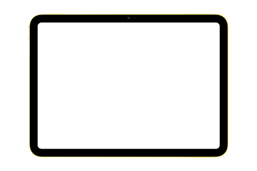 Close-up photo of tablet without background. Template for mockup png