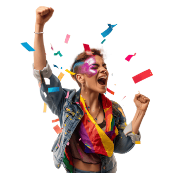 AI generated Screaming woman symbol of LGBT pride png