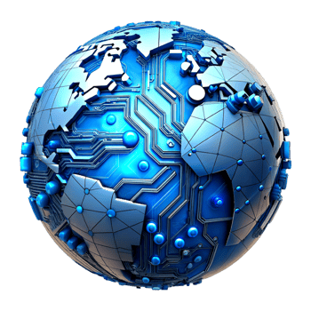 AI generated 3d world global network digital technology png