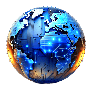 AI generated 3d world global network digital technology png