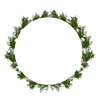 floral border frame oval circle minimalist forest green bushes png