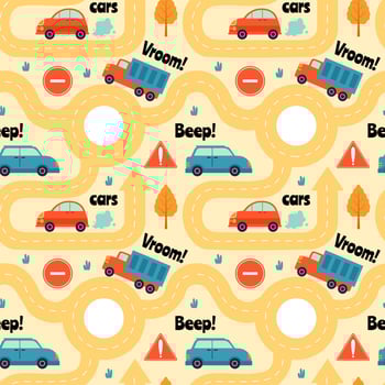 Toys Seamless Pattern Design with Boys and Girls Children Toy Equipment in Cartoon Flat Illustration vector