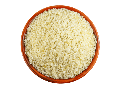 White rice in clay bowl isolated on a transparent background, Top view png