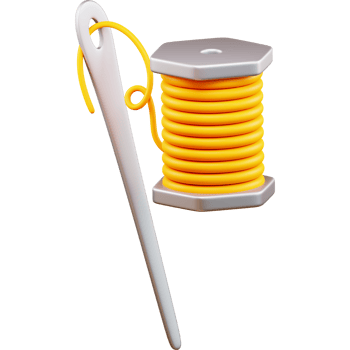 3D thread and needle icon on transparent background png