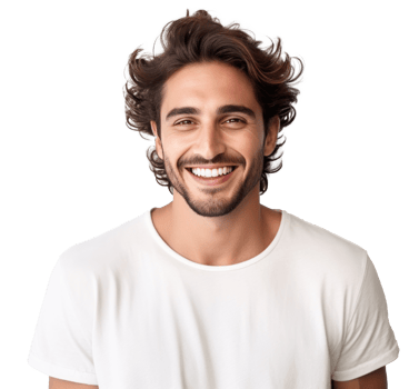 AI generated man smiling behind isolated background png