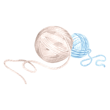 Watercolor two tangles of  threads, wool knitting yarn. Template illustration knitting crochet hook and needles. Isolated hand drawn illustration for card, knitter blog, needlework store, embroidery. png