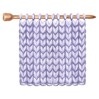 Knitted fabric sample purple on a knitting needles. Watercolor template illustration for wool knitting hobby. Isolated hand drawn illustration for postcard, knitter blog, needlework store, embroidery. png