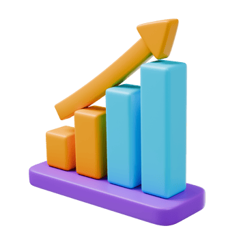 Bar graph business growth pastel color 3d render png