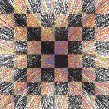 Random Black And Colored Sketched  Lines Chessboard Seamless Pattern vector