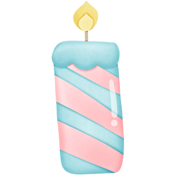 Happy birthday candle colorful with fire on top isolated on transparent background png