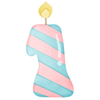 Happy birthday candle colorful with fire on top isolated on transparent background png