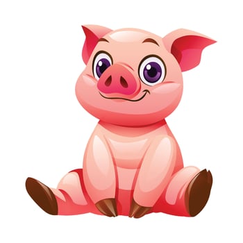 Cartoon pig sitting. Vector illustration isolated on white background