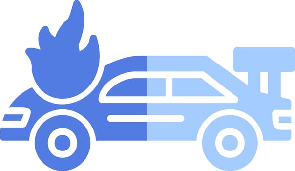 Accident Car In Fire Vector Icon
