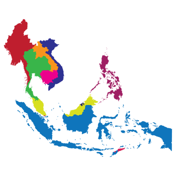 Southeast Asia country Map. Map of Southeast Asia in multicolor. png