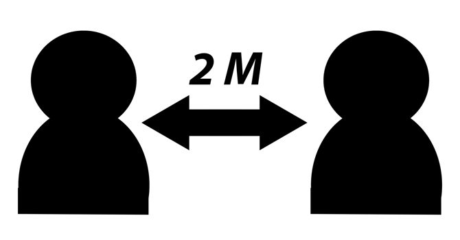 pictogram with transparent background indicating that social distance of 2 meters be maintained between people png