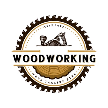 carpenter vintage logo. Hand plane and woodcut icon, for woodworking, carpentry, furniture design vector