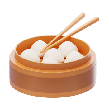 Dim Sum 3D Icon. Dim Sum With Chopstick 3D Illustration png