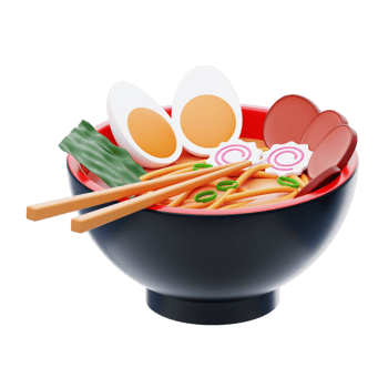 Ramen 3D Icon. Ramen Bowl 3D Icon. ramen noodles 3d icon png