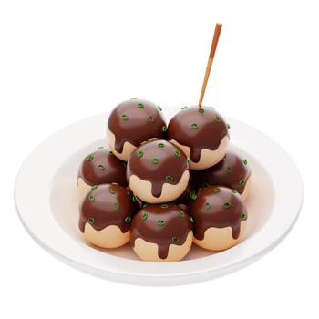 Takoyaki 3D Icon. Takoyaki balls. apanese traditional food png