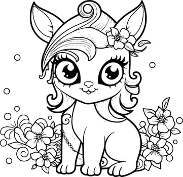 Cute Cat Unicorn Coloring Pages for Kids vector