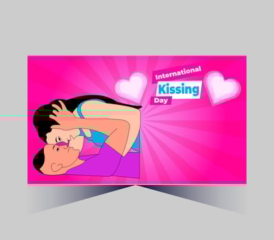 international kissing day poster with couple kissing vector