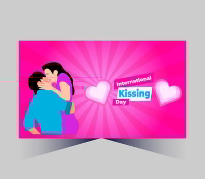 international kissing day poster with couple kissing vector
