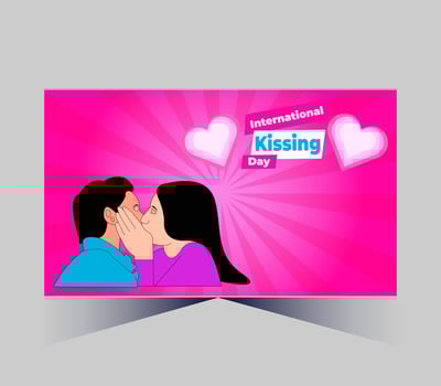 international kissing day poster with couple kissing vector