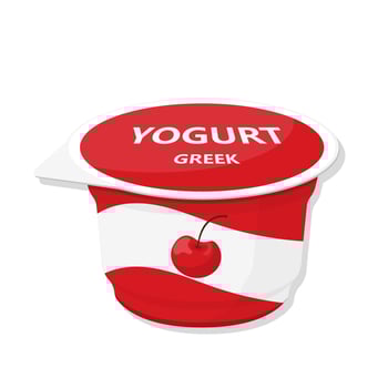 Cherry greek yogurt cartoon illustration vector