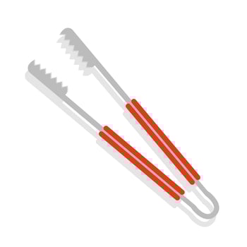 BBQ utensil grill tongs cartoon illustration vector