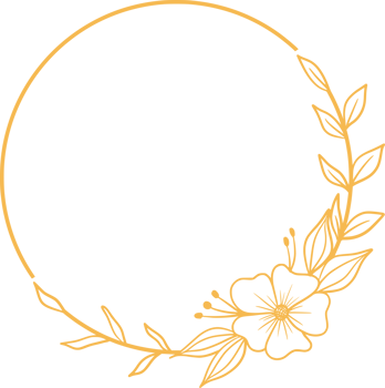 Round Floral frame with hand drawn flowers and leaves for wedding invitation png