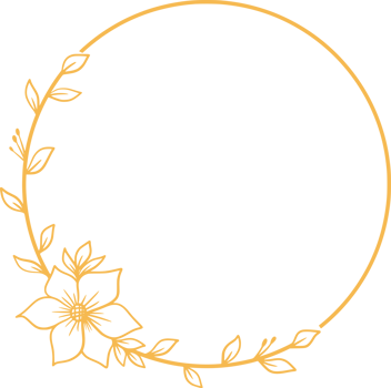 Round Floral frame with hand drawn flowers and leaves for wedding invitation png