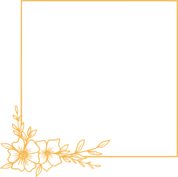 Simple Floral frame with hand drawn leaves and flowers png