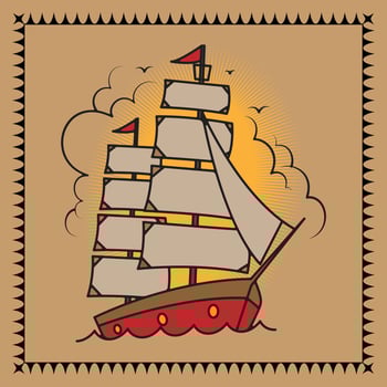 Traditional Tattoo Design of a Sailbot No. 03 vector