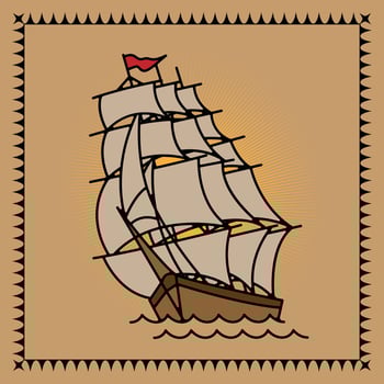Traditional Tattoo Design of a Sailbot No. 01 vector