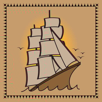 Traditional Tattoo Design of a Sailbot No. 02 vector