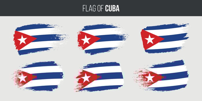 Cuba flags set brush stroke grunge vector illustration flag of cuba isolated on white