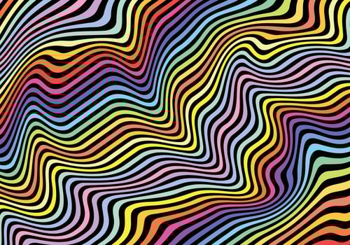 Fluid wavy rainbow color vector for background design.
