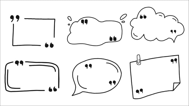Hand-Drawn Doodle Speech Bubbles and Quote Marks on a White Background vector