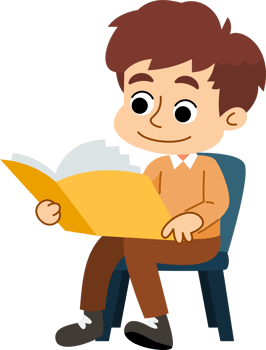 The cute boy is relaxing and enjoying reading books. Flat style cartoon illustration. png