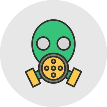 Gas Mask Line Filled Light Circle Icon vector