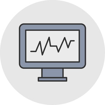 Cardiac Monitor Line Filled Light Circle Icon vector