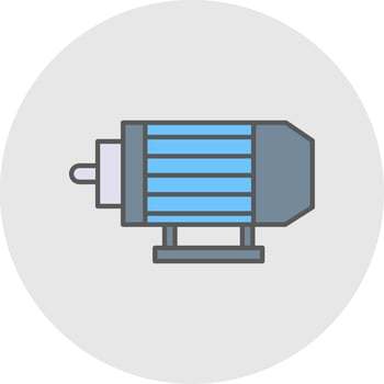 Electric Motor Line Filled Light Circle Icon vector