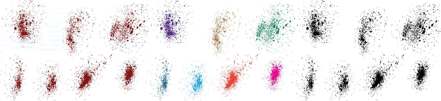 Horror set of splash black, green, red, purple, blue, pink color grunge texture blood illustration background vector