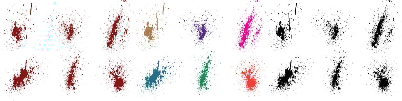 Set of scribble grunge banner green, pink, purple, red, black, blue color brush vector blood element background