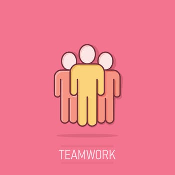 People communication icon in comic style. People cartoon vector illustration on isolated background. Partnership splash effect business concept.
