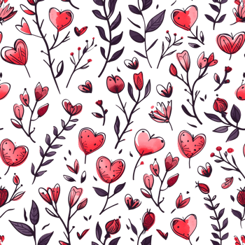 AI generated Love flowers hearts Seamless Pattern on transparent Background - Ai generated png