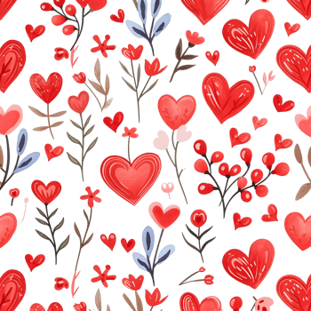 AI generated Love flowers hearts Seamless Pattern on transparent Background - Ai generated png