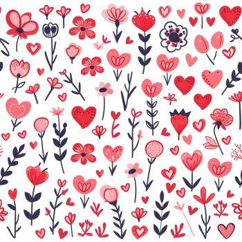 AI generated Love flowers hearts Seamless Pattern on transparent Background - Ai generated png