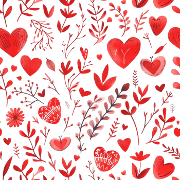 AI generated Love flowers hearts Seamless Pattern on transparent Background - Ai generated png
