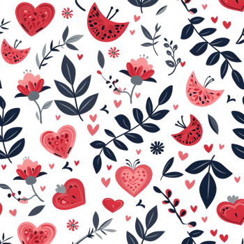 AI generated Love flowers hearts Seamless Pattern on transparent Background - Ai generated png